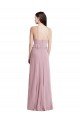 Affordable Bias Ruffle Empire Waist Halter Maxi Bridesmaid Dress