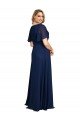 Affordable Chiffon V-Neck Short Sleeves Long Formal Bridesmaid Dress / Prom Dress with High Slit