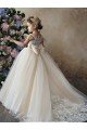 Affordable Champagne Ball Gown Sweetheart Chapel Train Sleeveless Flower Girl Dress