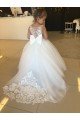 Affordable Champagne Ball Gown Sweetheart Chapel Train Sleeveless Flower Girl Dress