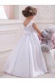Affordable Ivory Ball Gown Bateau Floor Length Flower Girl Dress