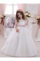 Affordable Ivory Ball Gown Bateau Neck Long Chapel Train Sleeveless Flower Girl Dress