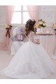 Affordable Ivory Ball Gown Bateau Neck Long Chapel Train Sleeveless Flower Girl Dress