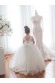Affordable Ivory Ball Gown Chapel Train Sleeveless Flower Girl Dress