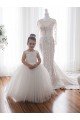 Affordable Ivory Ball Gown Chapel Train Sleeveless Flower Girl Dress