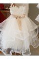 Affordable Ivory Ball Gown High Neck Floor Length Flower Girl Dress
