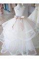 Affordable Ivory Ball Gown High Neck Floor Length Flower Girl Dress