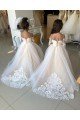 Affordable Ivory Ball Gown Sweetheart Chapel Train Long Sleeve Flower Girl Dress