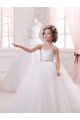 Affordable Ivory Ball Gown Sweetheart Chapel Train Sleeveless Flower Girl Dress