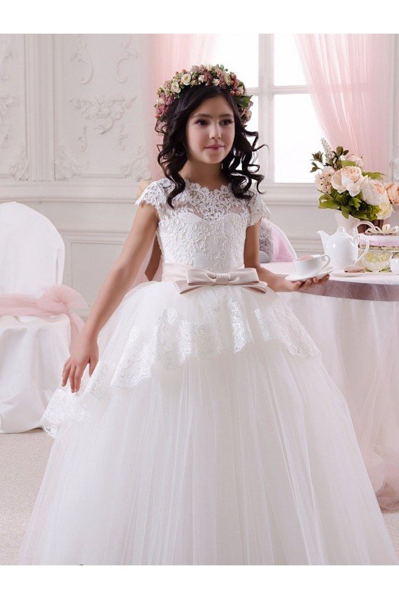 Affordable Ivory Ball Gown Sweetheart Floor Length Sleeveless Flower Girl Dress