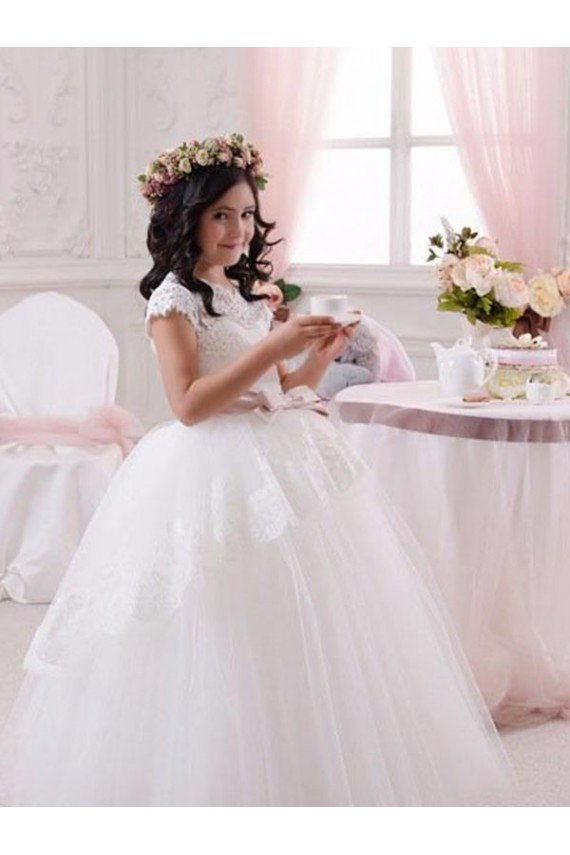 Affordable Ivory Ball Gown Sweetheart Floor Length Sleeveless Flower Girl Dress