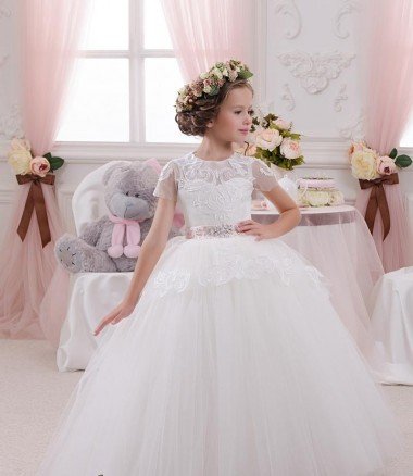 Affordable Ivory Ball Gown Sweetheart Sleeveless Long Flower Girl Dress