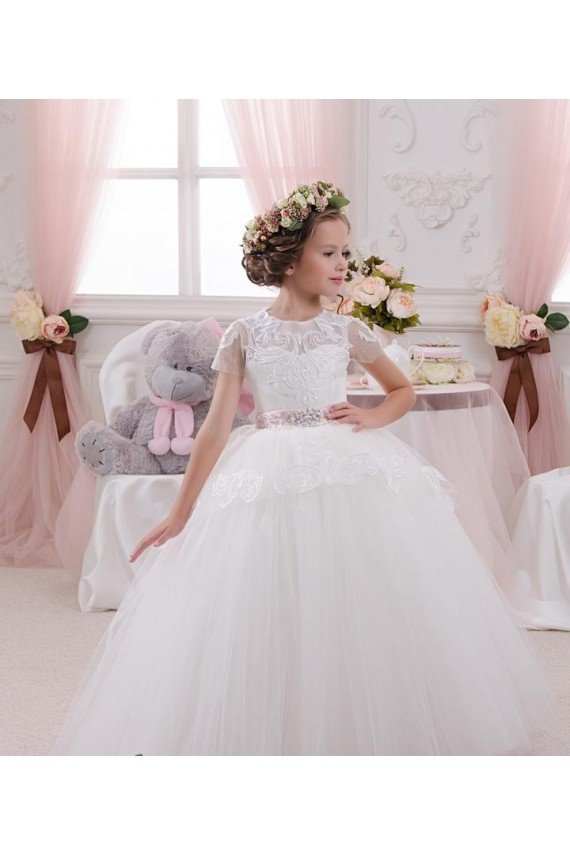 Affordable Ivory Ball Gown Sweetheart Sleeveless Long Flower Girl Dress