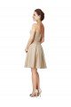 Affordable Short Classic Beaded Lace and Satin Bridesmaid Dress with Matching Satin Tie Sash