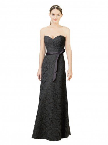 Affordable Strapless Lace Bridesmaid Dress with Sweetheart Neckline