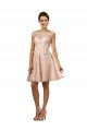 Affordable Short Knee Length Lace Bridesmaid Dress with Matching Chiffon Tie Sash