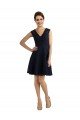 Affordable Short V-Neck Lace Cocktail Bridesmaid Dress with Illusion Back