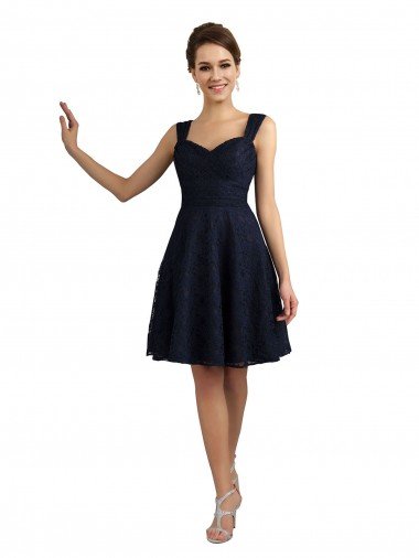 Affordable Lace Bridesmaid Dress / Cocktail Dress with Sweetheart Neckline and Button Back Detail