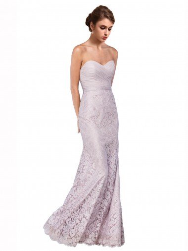 Affordable Floor Length Fitted Sweetheart Lace Bridesmaid Dress / Prom Dress