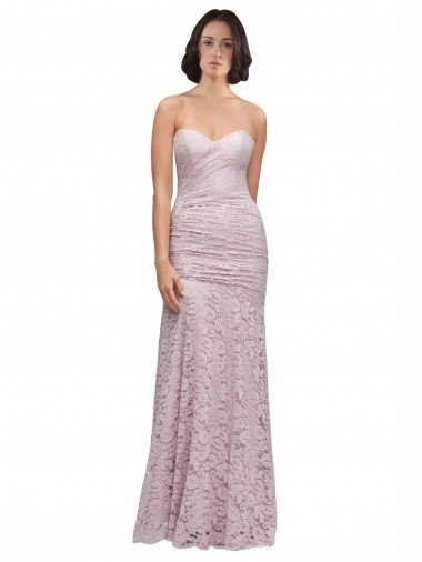 Affordable Floor Length Long Mermaid Lace Bridesmaid Dress / Prom Dress with Low Back