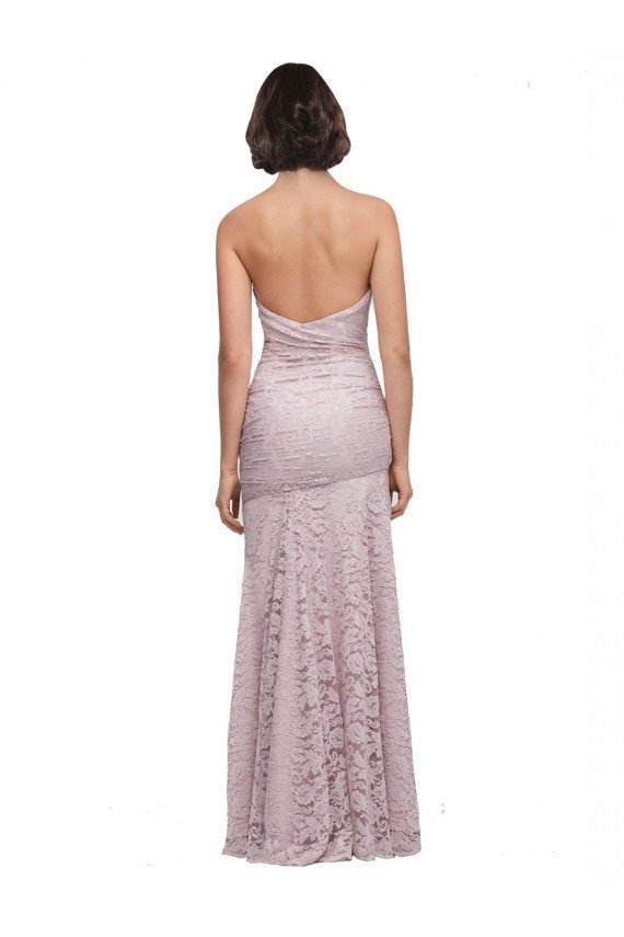 Affordable Floor Length Long Mermaid Lace Bridesmaid Dress / Prom Dress with Low Back