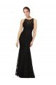 Affordable Fitted Lace Bridesmaids Dress with Jewel Neckline and Open Back