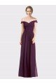 Affordable Sweetheart Long Bridesmaid Dress with Off the Shoulder Cap Sleeve Lace Bodice