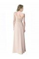 Affordable Long Chiffon Bridesmaid Dress with Corded Lace V-Neck Bodice