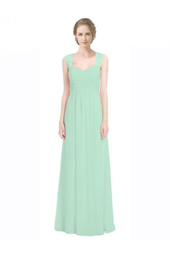 Affordable Sweetheart Chiffon Bridesmaid Dress with Lace Straps and Keyhole Back