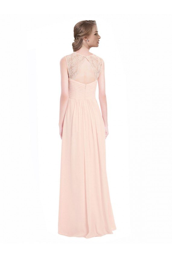 Affordable Sweetheart Chiffon Bridesmaid Dress with Lace Straps and Keyhole Back