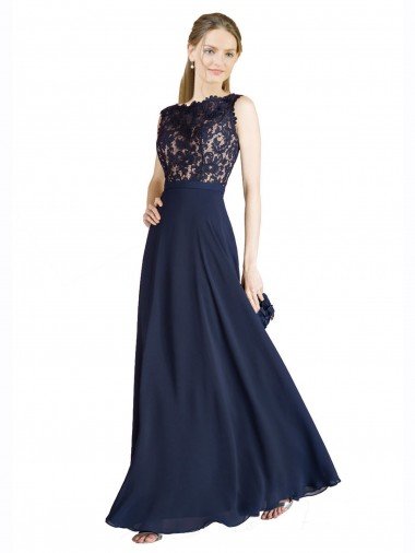 Affordable Bateaux Neckline A-Line Lace Bridesmaid Dress / Prom Dress with Top Nude Layer