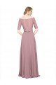 Affordable Off the Shoulder Lace Crop Top A-Line Chiffon Bridesmaid Dress / Prom Dress