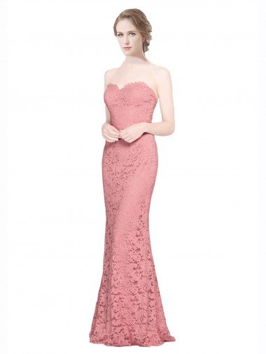 Affordable Fitted Sweetheart Mermaid Lace Bridesmaid Dress / Prom Dress
