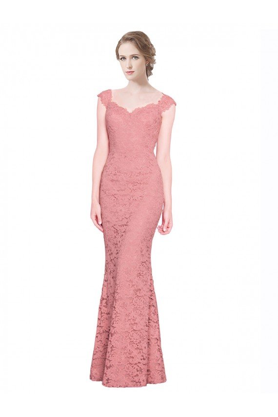 Affordable Sweetheart Mermaid Long Lace Bridesmaid Dress / Prom Dress with Wide Straps
