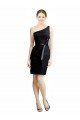 Affordable One Shoulder Short Lace Cocktail Bridesmaid Dress with Satin Waistband