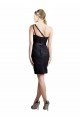 Affordable One Shoulder Short Lace Cocktail Bridesmaid Dress with Satin Waistband