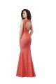 Affordable Mermaid Long V-Neck Lace Bridesmaid Dress with Open Back