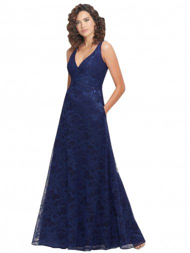 Affordable Chantilly Lace V-Neck Bridesmaid Dress