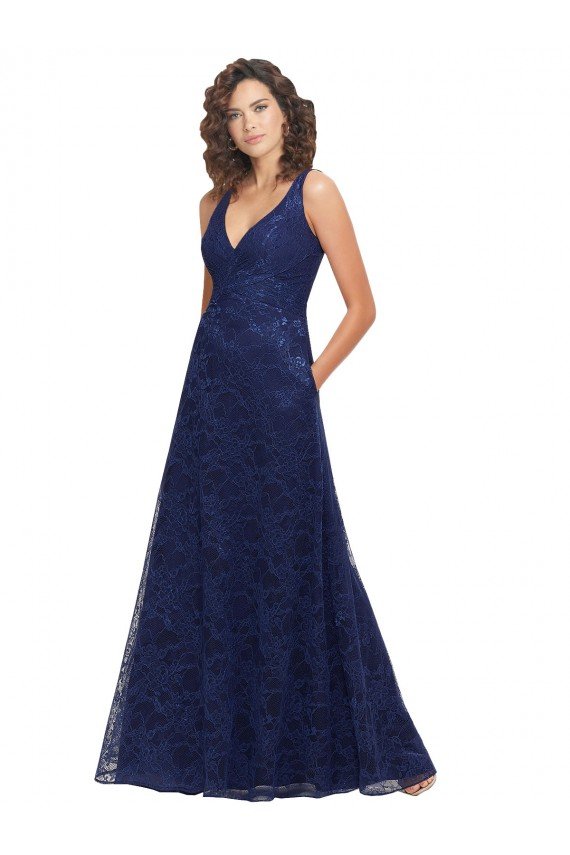 Affordable Chantilly Lace V-Neck Bridesmaid Dress