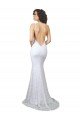 Affordable High Neck Backless Lace Wedding Dress with Plunging Low Back