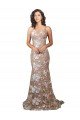 Affordable Fishtail Shaped V-Neck Embroidered Foral Lace Wedding Dress