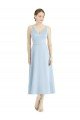 Affordable Short Tea Length V-Neck Satin Bridesmaid Dress