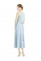 Affordable Short Tea Length V-Neck Satin Bridesmaid Dress