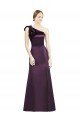 Affordable Full Length One Shoulder Satin Bridesmaid Dress with Bow Shoulder Detail