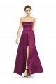 Affordable Full Length Strapless Long Satin Bridesmaid Dress with Sweetheart Neckline