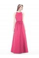 Affordable Jewel Neck Keyhole Back Sleek Long Satin Bridesmaid Dress