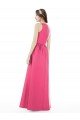 Affordable Jewel Neck Keyhole Back Sleek Long Satin Bridesmaid Dress