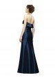 Affordable Long Strapless Satin Bridesmaid Dress with Pleated Cuff Neckline