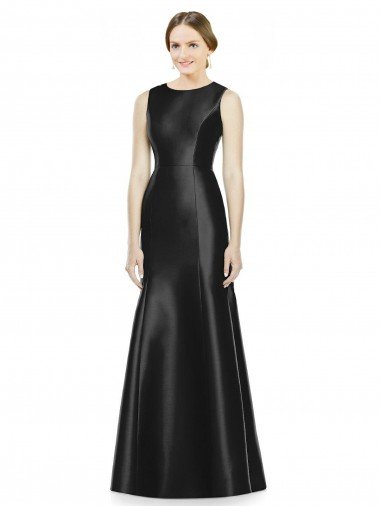 Affordable Full Length Mermaid Long Satin Bridesmaid Dress with Keyhole Back