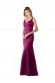 Affordable Fitted Sexy Open Back Formal Satin Bridesmaids Dress with Floral Details